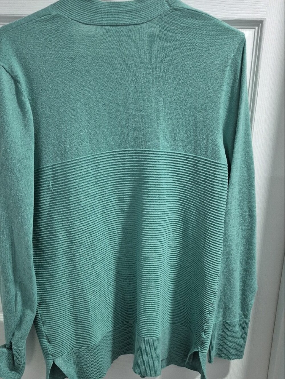 Time and Tru Seafoam Open-Front Ribbed Cardigan - Picture 3 of 6